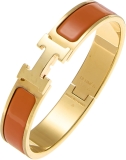 Hermes Hermès, Pre-Loved Orange Enamel Clic-Clac H Narrow, Orange