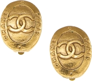CHANEL Pre-Loved Gold 'CC' Oval Earrings Small, Gold