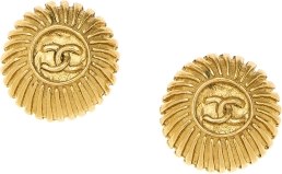 CHANEL Pre-Loved Gold 'CC' Button Earrings, Gold