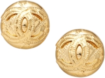 CHANEL Pre-Loved Gold 'CC' Round Earrings, Gold
