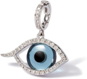 Annoushka Mythology Evil Eye Left Charm Pendant, 18ct White Gold, London Blue Topaz, Black Onyx and Diamonds