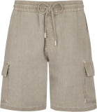 Vilebrequin Men Linen Bermuda Shorts Mineral Dye Eucalyptus