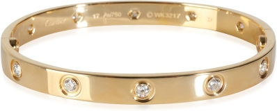 CARTIER Pre-Loved Love Bracelet, Diamonds, Yellow Gold, 17 mm