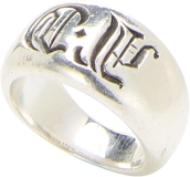Chrome Hearts Pre-Loved Sterling Silver Mirror Initial Ring, Silver