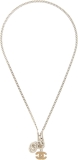 CHANEL Pre-Loved Silver Enamel 'CC' Necklace, Silver