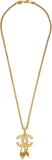 CHANEL Pre-Loved Gold 'CC' Fretwork Dangle Necklace, Gold