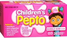 Pepto Chewable Tablets Bubble Gum 24 Each Pack of 6 for Upset Stomach Relief