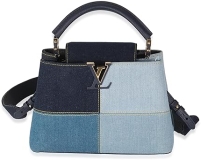 Louis Vuitton Pre-Loved Navy Blue Patchwork Denim Capucines BB, Blue