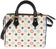 Louis Vuitton Pre-Loved White Canvas Game On Speedy Bandouliere 25, Black