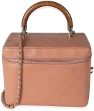 CHANEL Pre-Loved Pink Quilted Lambskin Knock On Wood Vanity Case