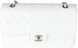 CHANEL Pre-Loved White Quilted Medium Classic Double Flap Bag