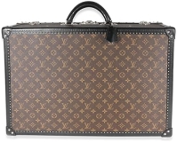 Louis Vuitton Pre-Loved Monogram Macassar & Black Leather Alzer Trunk 60