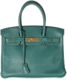 Hermes Hermès, Pre-Loved Clemence Malachite Birkin 30 GHW