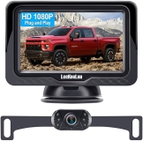 LeeKooLuu HD 1080P Waterproof Night Vision Rear View Camera with Monitor for Car Truck SUV - Easy Setup Plug Play - LK3