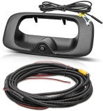 RED WOLF Tailgate Handle Backup Camera for 99-06 Chevy Silverado GMC Sierra Pickups Reverse Rear View Waterproof Guideline 12V Power Cable RCA Plug