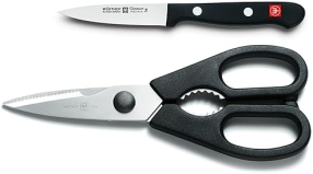 WÜSTHOF Gourmet 3" Paring Knife and Shears Set in Silver/Black - Premium Kitchen Tools