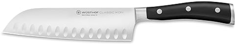 WÜSTHOF Classic IKON 7" Santoku Knife with Hollow Edge - Black Finish