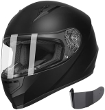 GLX GX11 Matte Black Motorcycle Helmet, Large - Full Face with Tinted Visor, DOT Approved