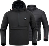 IRON JIA Motorcycle Jacket with CE Armor, 3-in-1 Windproof Riding Hoodie, Winter Warmth, Removable Liner M