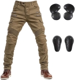 LOMENG Men's Motorcycle Riding Pants with CE Knee Hip Armor, All Seasons