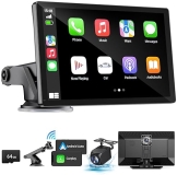 HAUXIY 9" Wireless Apple Carplay Screen with 4K Dash Cam & Backup Camera
