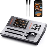 NİGOGOR Bluetooth Smart Wireless Meat Thermometer with 2 Probes for Grill, BBQ, Smoker - iOS & Android Compatible