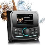 UTVpro Tech Powersport Stereo with Colorful LED Backlight - 4x45W - Boat, ATV, UTV, Spa - AM/FM Radio, Rear View Camera Compatible