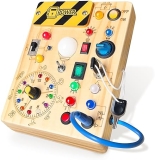 Montessori Busy Board Plus V2 - Wooden Sensory Toy for Toddlers, Ideal Gift for Boys 1+ Year Old - Medium, Yellow