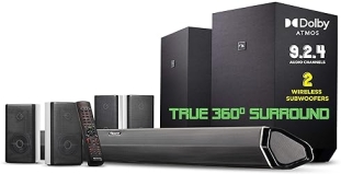 Nakamichi Shockwafe Ultra 9.2.4 Soundbar with Dolby Atmos/DTS:X, Dual 10" Subwoofers & Surround Speakers - Plug and Play Bass & Cinema Experience