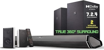 Nakamichi 7.2.4Ch Dolby Atmos Soundbar with Dual Subwoofers and Rear Speakers - Immersive 360° Cinema Sound