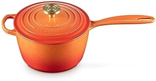 Le Creuset 2.25 qt. Round Saucepan in Flamme Doree, Enameled Cast Iron with Crucible Knob