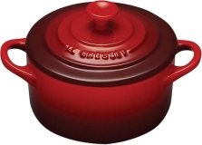 Le Creuset Mini Round Cocotte 8 oz Cerise Stoneware - Compact and Colorful