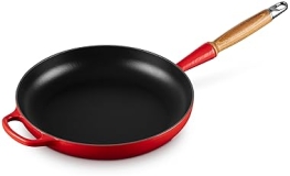 Le Creuset Enameled Cast Iron Fry Pan 10.25" with Alpine Wood Handle, Cerise Red