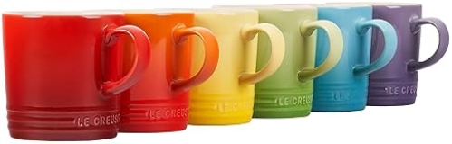 Le Creuset Stoneware London Mugs Set of 6 - 12 oz Each - Multi-Color