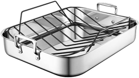 Le Creuset Large Stainless Steel Roasting Pan with Nonstick Rack, 16.25" x 13.25