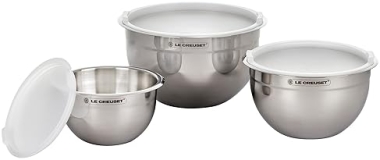 Le Creuset Stainless Steel Mixing Bowls Set of 3 with Silicone Base & Airtight Lids