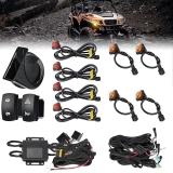 KEMINOTO Universal UTV Turn Signal Kit with Horn, Hazard Light, Plug-and-Play, Street Legal - Compatible with Polaris, Can-Am, Kawasaki
