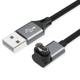 AGVEE 2-Pack 3.3ft Angled 90 Degree Braided Charger Cable for Garmin Watch - Dark Gray