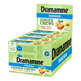 Dramamine Ginger Chews for Nausea Relief, Lemon-Honey-Ginger Soft Chews, 6 Count x 12 Pack'