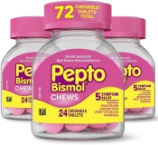 Pepto Bismol Chews: Multi-Symptom Upset Stomach Relief - 24 Chews (Pack of 3)