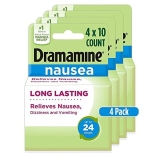 Dramamine Long-Lasting Nausea Relief Tablets, 10 Count x 4 Pack