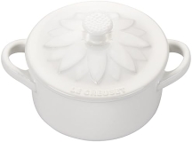 Le Creuset White Mini Round Cocotte with Flower Lid - 8oz.