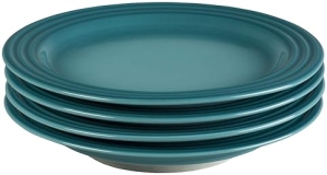 Le Creuset Stoneware Salad Plates Set, Set of 4, 8.5" Diameter, Caribbean Blue