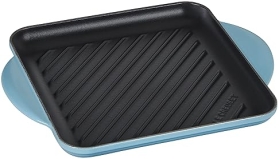 Le Creuset Enameled Cast Iron Square Grill Pan, 9.5", Caribbean Blue