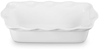 Le Creuset 9" White Stoneware Heritage Fluted Loaf Pan - Stylish Baking Essential