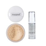 Yaper PHOERA Setting Powder & Face Primer Bundle - Control Oil, Brighten Skin, Set Makeup (02 Cool Beige + Primer)