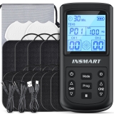 INSMART Rechargeable TENS Unit Muscle Stimulator with 28 Modes & 10 Electrode Pads