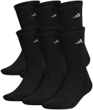 adidas Men's Athletic Cushioned Crew Socks with Arch Compression - Pack of 6