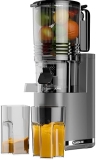 Ningbo Extra Large Feed Chute Cold Press Juicer, 350W Masticating Machine for Whole Fruits & Vegetables, Titanium Gray - Easy Clean