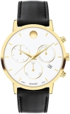 Movado Museum Classic Men's Swiss Chronograph Watch - 42mm Luxury Timepiece with Quartz Movement & Calfskin Strap